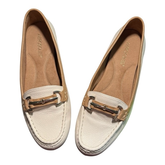 Aerosoles Drive Along Horsebit Leather Driving Loafers Ivory Beige Size 9.5 - Picture 8 of 14